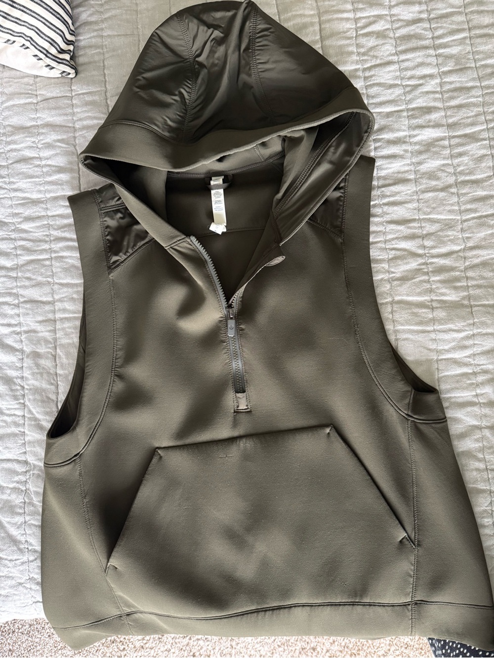 lululemon athletica Olive Green Sleeveless Half-Zip Hood